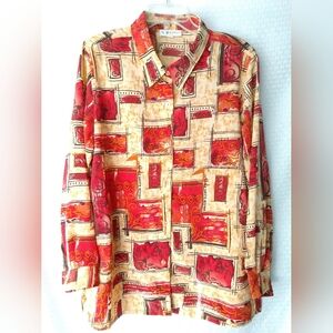 Kaktus Women's Shirt Blouse Long Sleeve Button Front Orange Size XL Chest 42"